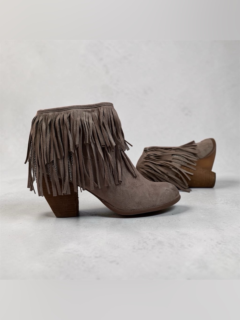 Fringe Suede Ankle Boots